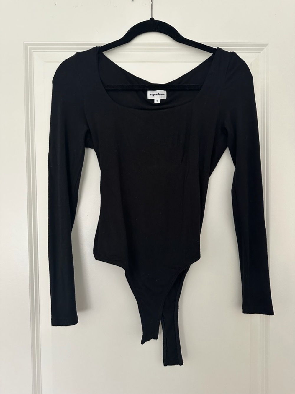 superdown Black Long Sleeve Scoop Neck Bodysuit